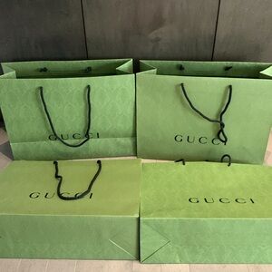 Set of 4 - Gucci paper large shopping bag Authentic